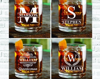 Bachelor Party Gifts, Set of 4 Whiskey Rocks Glass Gift, Groomsmen Proposal Whiskey Glasses, Personalized Groomsman Gifts, Groom, Best Man