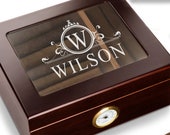 Personalized Cigar Box Gift - Custom Cigar Humidor Filligree Cigar Holder Box Cigar Humidor Gift Groomsmen Cigar Gift Wood Cigar Box