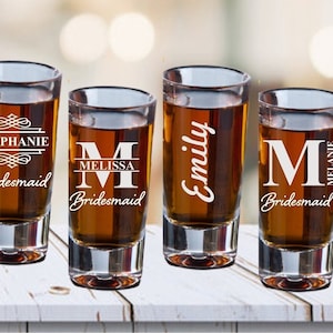 Personalized Bridesmaid Shot Glasses, Bridal Wedding Party Shot Glass, Bridesmaid Proposal Gift, Engraved Bridesmaid Gift, Maid of Honor