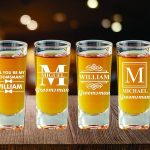 Tall Shot Glass Engraved Groomsmen Gift, Custom Shot Glass, Groomsmen Proposal, Shot Glass Gift, Best Man Personalized Glass, Officiant Mug