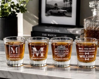 Engraved Shot Glass Groomsmen Proposal Gift, Custom Shot Glass, Groomsman Proposal, Shot Glass Gift, Best Man Glass, Whiskey glass, Usher