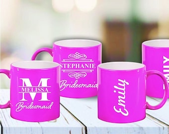 Personalized Bachelorette Party Coffee Mugs, Set of 4 Bridesmaid Proposal Coffee Cup Gift, Bridesmaid Gifts, Bride Tribe Gift, Bach Babe