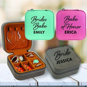 Bachelorette Party Travel Jewelry Case, Bridal Shower Gifts, Bridesmaid Proposal Jewelry Box Gift, Bridal Party Gifts, Wedding Party Favors