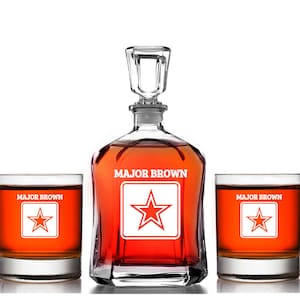 US Army Whiskey Decanter Gift set, Army Scotch Decanter set, Engraved Armed Services Gift, Army Whiskey gift, Army Gifts