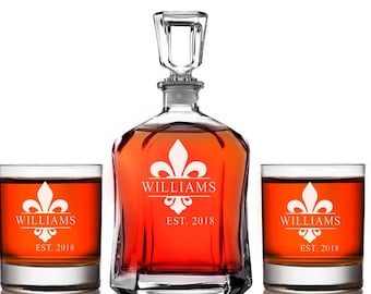 Whiskey Decanter Gift Set With 2 Whiskey Old Fashioned Rocks Glasses - View #10