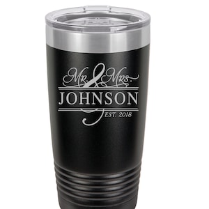 Engraved Insulated Tumbler Gift for Couples , 20 oz. Vacuum Insulated Tumbler with Lid , Insulated Tumbler Wedding gifts for couples