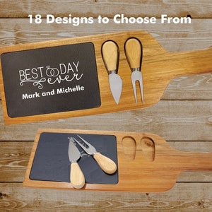 Wood Cutting Board Wedding Gift For The Couple, Bride and Groom Slate Cutting Board,  Bridal Shower Gift, Engagement Gift, Housewarming Gift