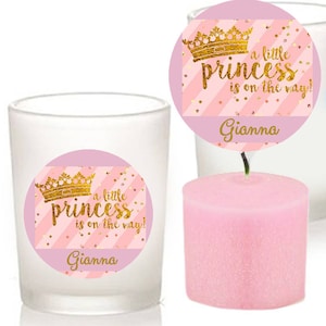 Personalized Little Princess Shower Votive Candle Holder Favor, Scented Pink Candle Favor, New Baby Party Favor,Christening favor