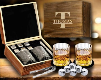 Groomsman Proposal Whiskey Stones Glasses Set with Wooden Box, Groomsmen Proposal, Best Man Gift, Dad Gifts, Groom, Gifts for Men