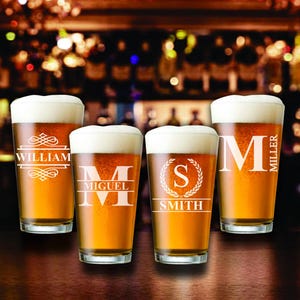 Pint Beer Glass Gift Personalized, Custom Beer Glass, Engraved Beer Mug Glass Gift, Barware Beer Glass Gift, Pint Glass Housewarming Gift