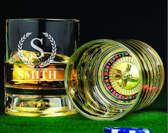 Groomsman Proposal Roulette Whiskey Glass Gift - Old Fashioned Bourbon Glass - Groomsmen Gift - Best Man - Craps Table Scotch - Vegas Theme