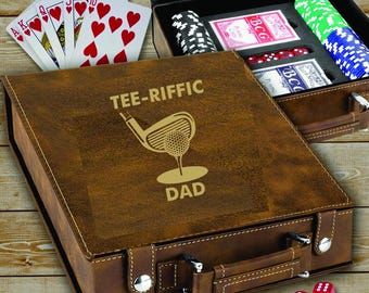 Tee-Riffic Golf Dad Poker Set, Gift for Dad, Father’s Day Gifts, Custom Poker Set from Son or Daughter, Golf Dad Gift, Gift for Golf Lover