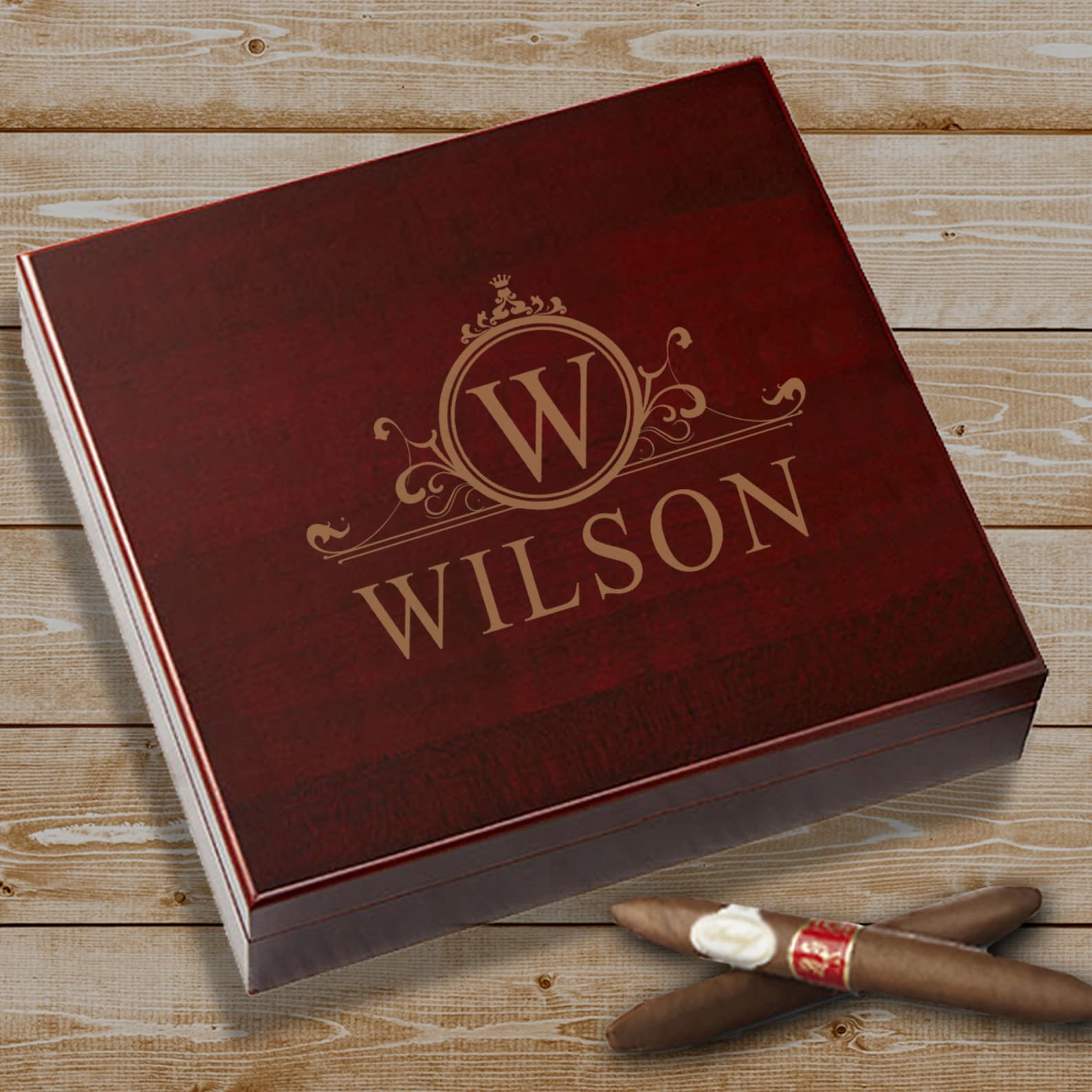 Personalized Cigar Box Gift Custom Cigar Humidor Filligree Etsy