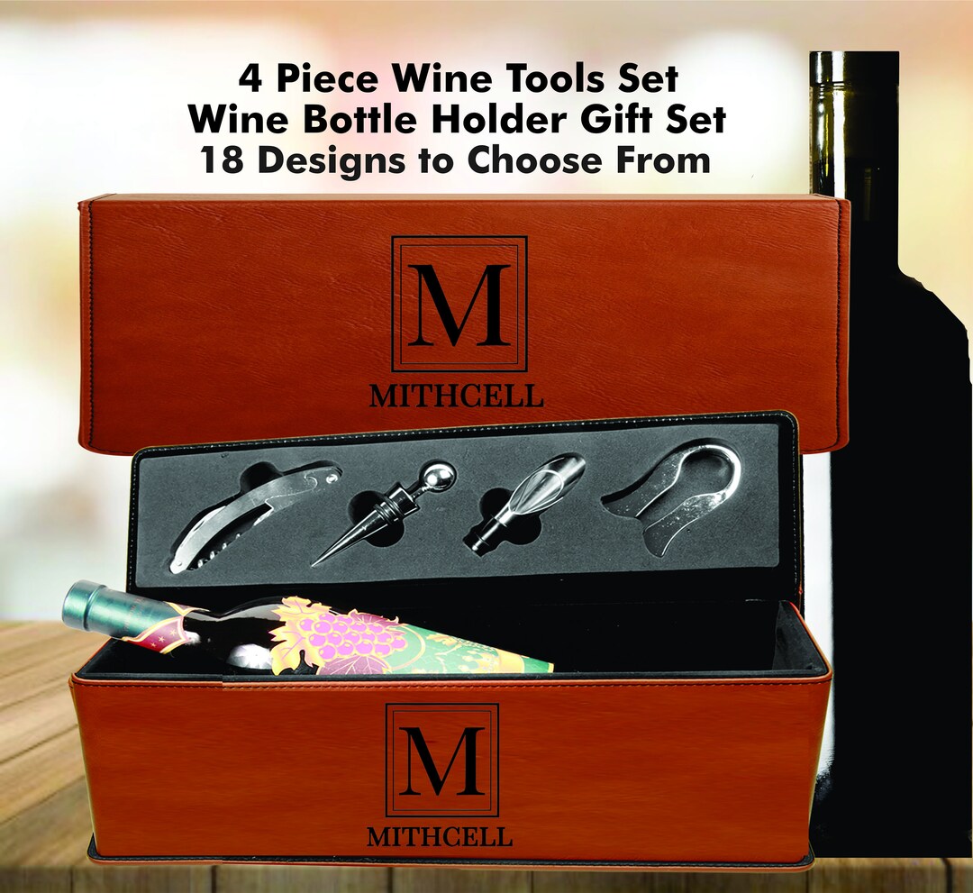 Wine Holder Box Custom Engraved Wine Tool Set Retirement Wine Etsy France