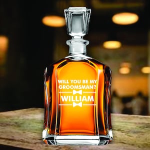 Set of 5 Groomsmen Whiskey Decanter Gift, Groomsman Proposal Whiskey ...