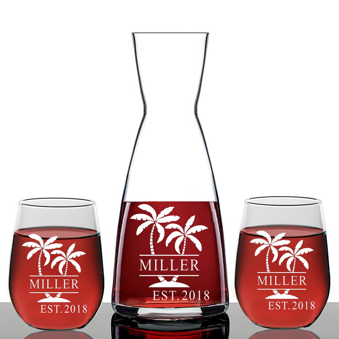 Palm Tree Monogram Wine Decanter, Personalized Decanter,starfish Wine