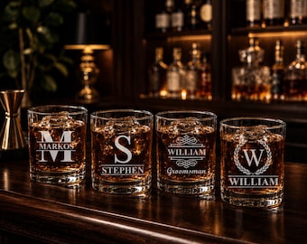 Personalized Gift for Men, Custom Whiskey Glasses, Gift for Dad, Bourbon Glass Gift, Birthday Gift, Gift for Dad, Father's Day, Husband Gift