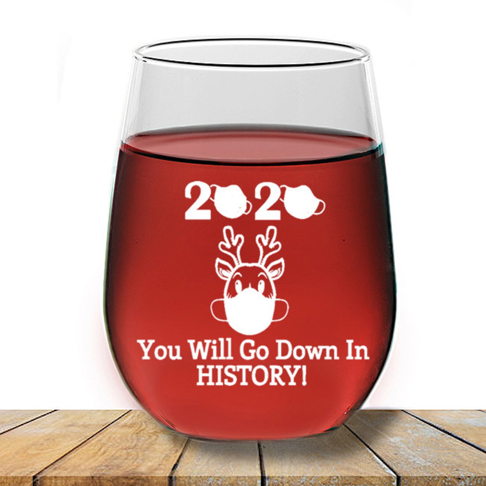 Rudolph Reindeer Funny Christmas Santa Wine Glass Funny Etsy