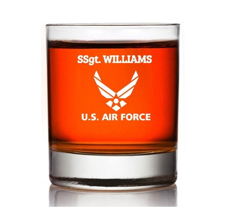 Personalized Air Force Whiskey Glass, US Air Force Glass. Engraved Airforce Whiskey Gift, Air ...