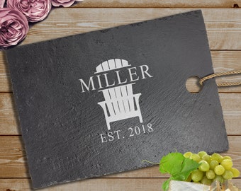 Beach Theme Monogram Design Cutting Board Couples Gifts, Housewarming Engraved Cutting Board , Wedding Gift For Couples, Bridal Shower Gift