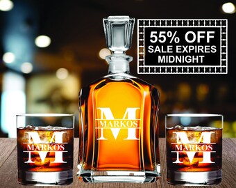 Wedding Gift for couples Whiskey Decanter Gift set, Housewarming Whiskey Decanter set, Wedding Gift for Couples, Scotch Whiskey Glass Gift