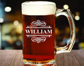 Beer Mug Glass Gift Personalized, Custom Beer Mugs, Engraved Beer Mug Glass Gift, Barware Beer Glass Gift, Beer Mug Glass Housewarming Gift