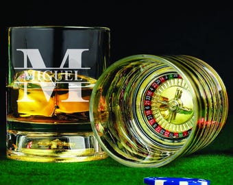 Groomsmen Roulette Whiskey Glass Gift - Old Fashioned Bourbon Glass - Groomsmen Proposal - Craps Table Scotch - Vegas Theme Bachelor Party