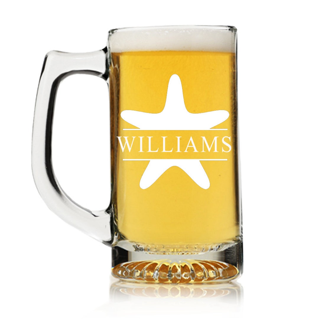 Personalized Beer Mug Glass Split Monogram Beer Glass Etsy