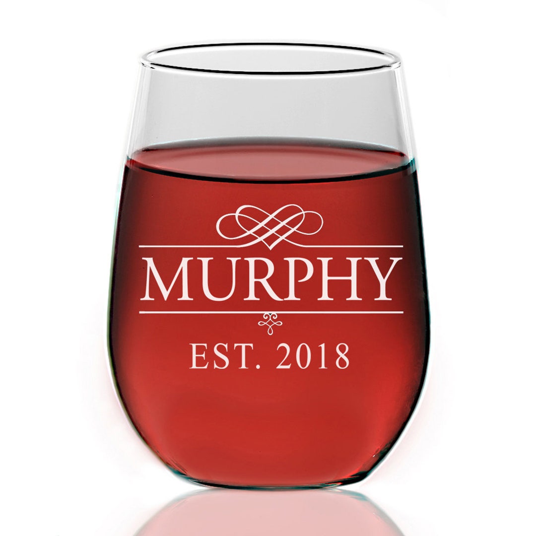 Custom Engraved Personalized Stemless Wine Glass, Engraved Wine Glass