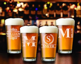 Beer Pint Glass Personalized, Beer Glass Anniversary Gift for him , Beer Glass Set Housewarming, Beer Glass Wedding Gift, Dad Beer Gift