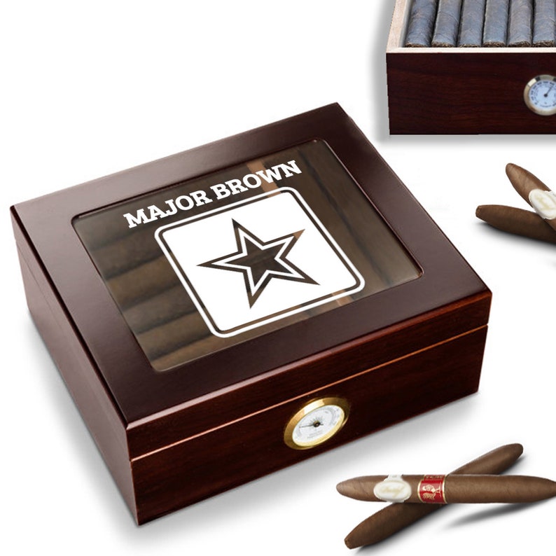 Custom US Army Emblem Cigar Humidor Box Gift Army Cigar Humidor