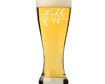 Engraved Split Monogram Pub Beer Glass, Personalized Split Monogram Beer glass, Personalized Beer Glass ,Engraved Beer Mugs, Groomsman Gifts