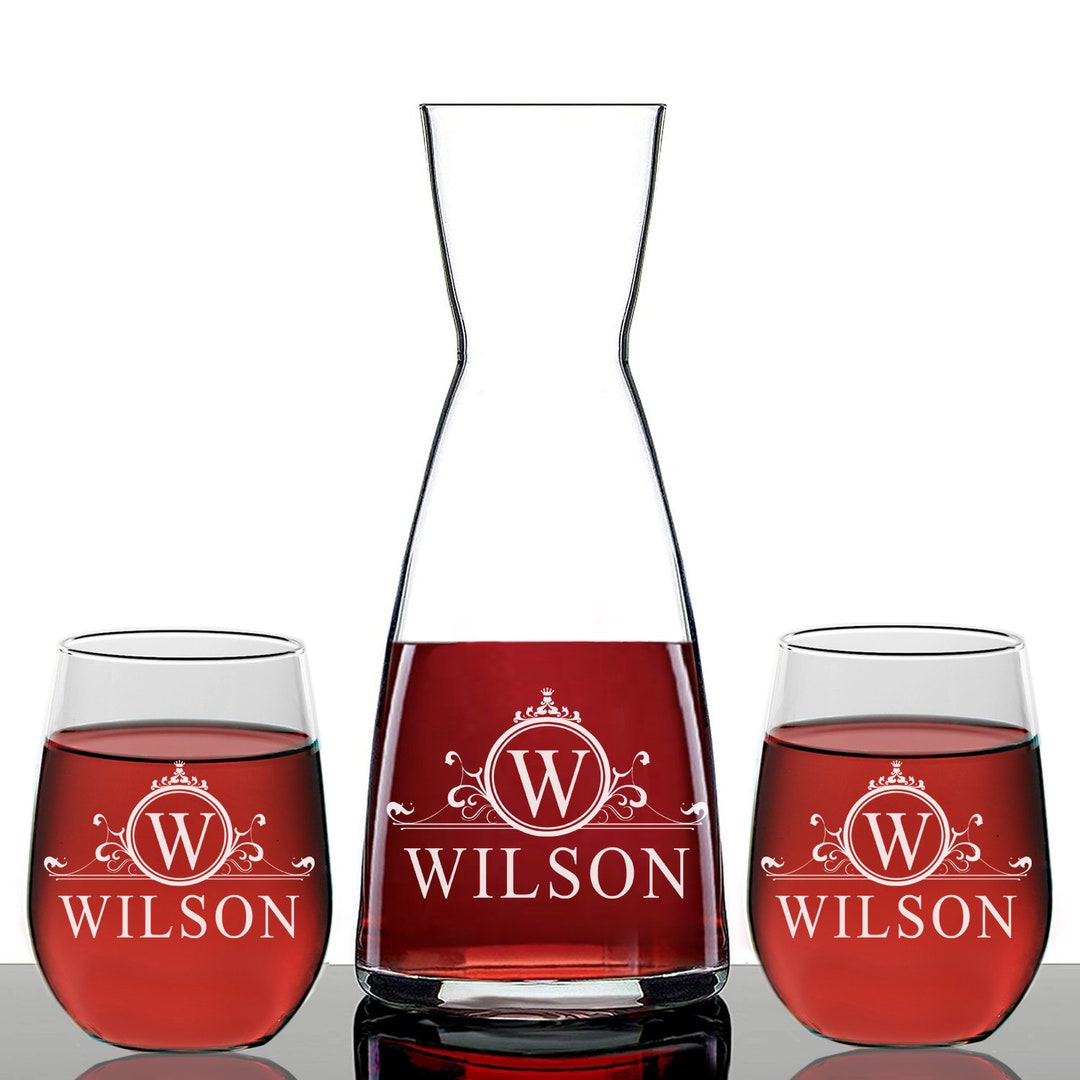 Personalized Decanter Set, Wine Decanter Set With Wine Glasses, Custom