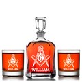 Free Mason Whiskey Decanter Gift set, Mason Scotch Decanter set, Engraved Free Mason Whiskey Gift, Masonic Whiskey gift, Mason Theme Gifts
