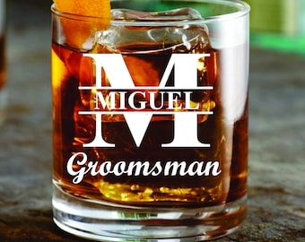 Groomsmen Whiskey Glass Gift, Groomsman Glasses, Engraved Best Man Glass, Officiant, Groom Gift, Father of the Bride Groom, Usher, Bridesman