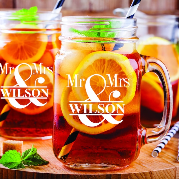 Mr and Mrs Mason Jar Etsy