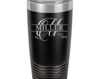 Engraved Insulated Tumbler Gift, Monogram 20 oz. Vacuum Travel Insulated Tumbler with Lid ,Insulated Tumbler Groomsman Gift, Bridesmaid Gift