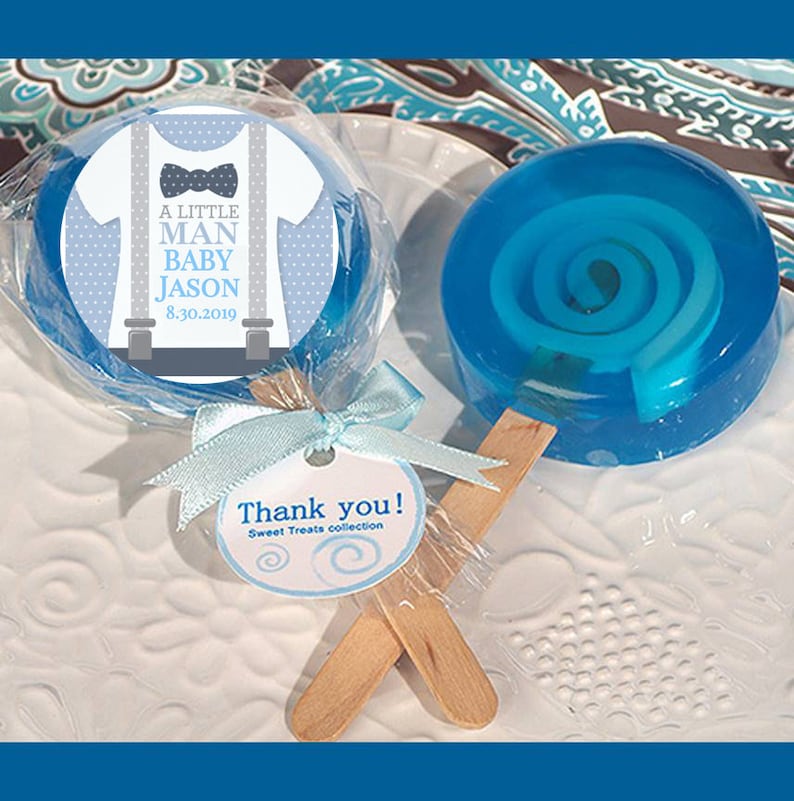 Scented Blue Lollipop Soap Favors New Baby Party Favor Personalized Little Man Baby Shower Soap Favor Christening Soap favor