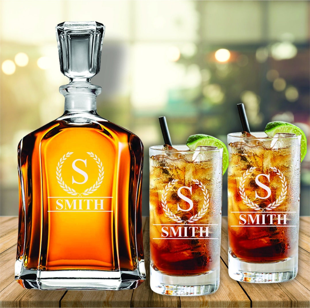 Personalized Bourbon Decanter Set, Highball Bourbon Glass, Personalized ...