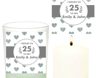 Custom 25th Anniversary Candle Favors , 25th Anniversary Favors, Wedding Anniversary Party Favors, Anniversary Candle Favors, Guest Favors