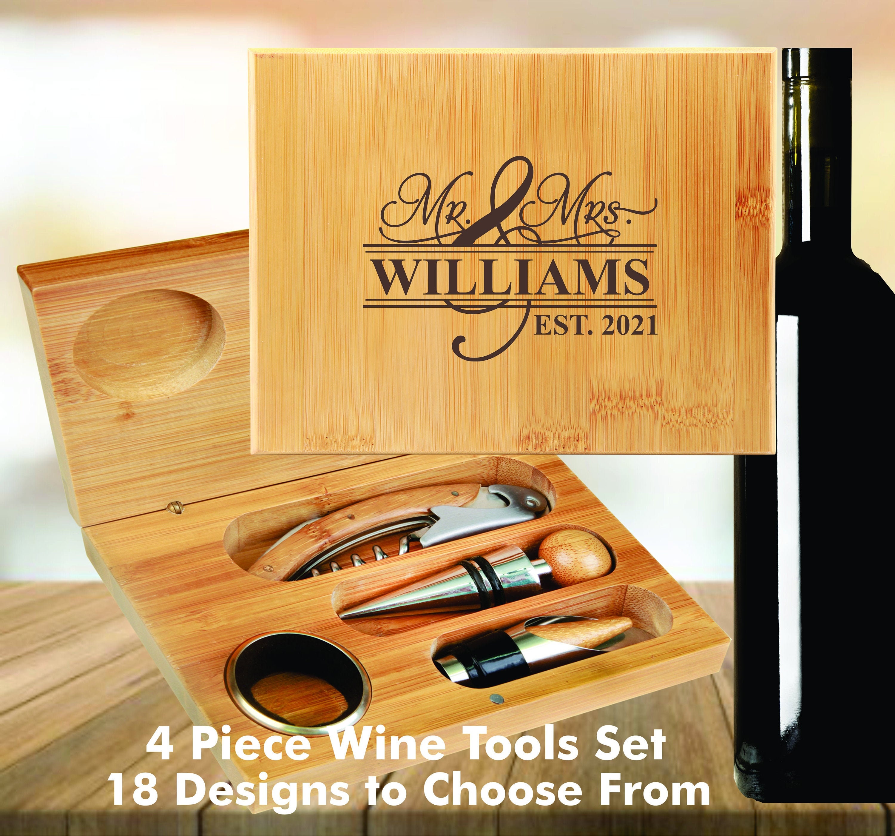 Custom Wine Wedding Gift Personalized Gift Wine Opener Set Etsy
