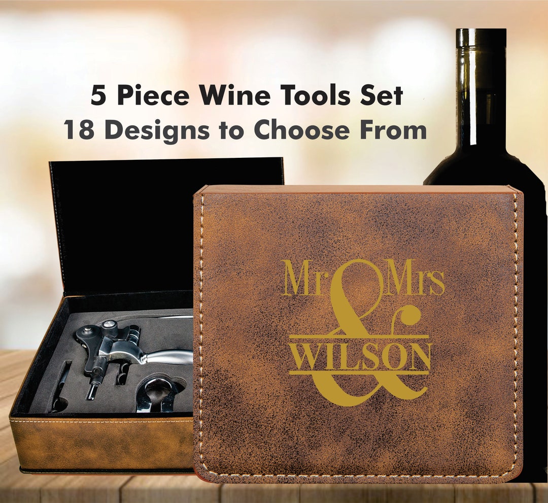 Custom Wine Wedding Gift, Personalized Gift Wine Opener Set, Engraved ...