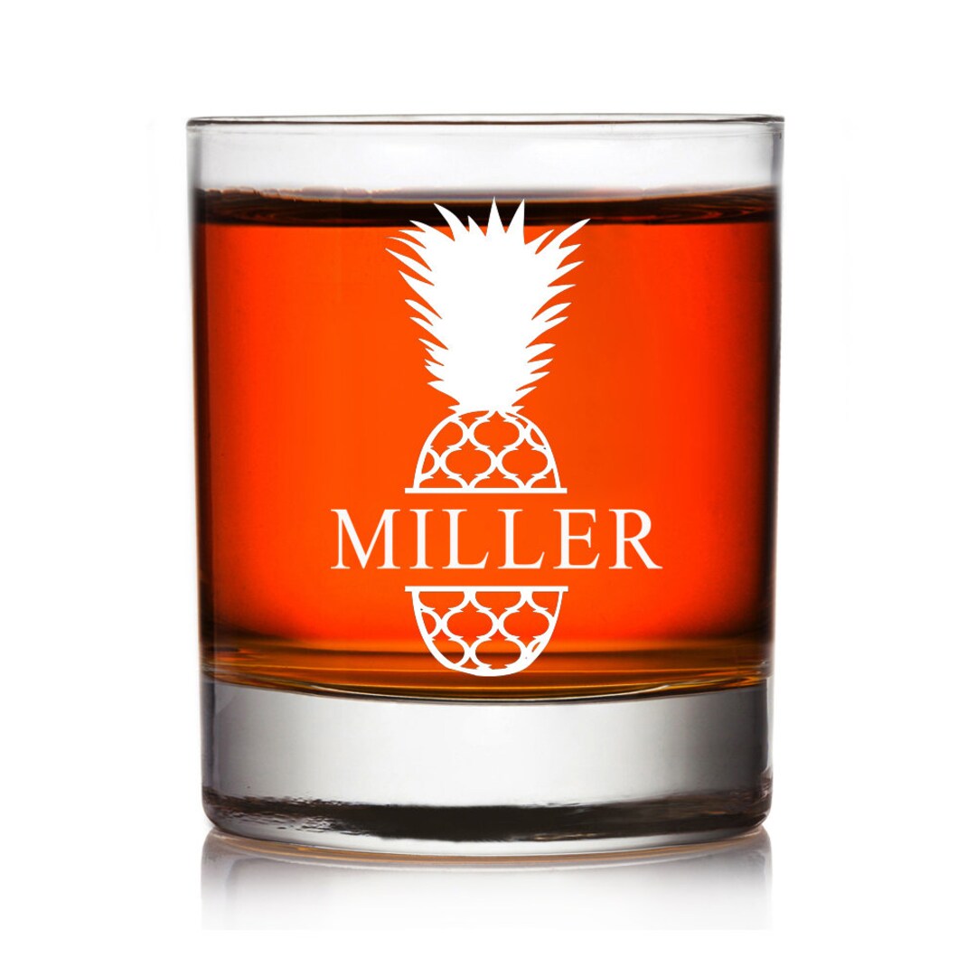 Personalized Whiskey Glasses Engraved Pineapple Design Rocks Etsy