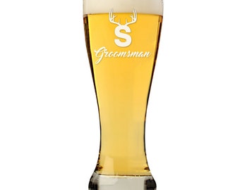 Personalized Groomsman Pub Pilsner Glass, Groomsman Beer Gift, Engraved Groomsmen Beer Glass, Beer Mug Best Man gift, Groom Beer Glass Gift