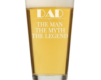 Custom Pint Beer Glass Father's Day Gift,  Custom Engraved Beer glass, Personalized Dad Beer Glass , Dad Birthday Beer Gifts, Dads Man Cave