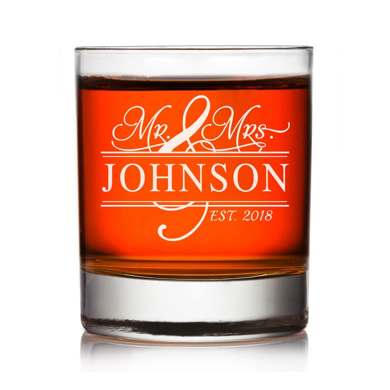 Personalized Mr. and Mrs. Rocks Glass, Engraved Monogram Rocks Glass ...