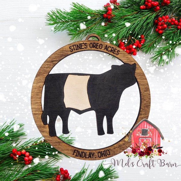 Belted Galloway, Holiday Ornament, BeltedGalloway Decor, Cow Ornament, Oreo Cow, Beltie Ornament, Farm Decor, For Him, For Her, For Family