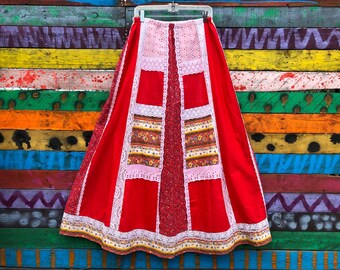 1970s prairie girl maxi skirt