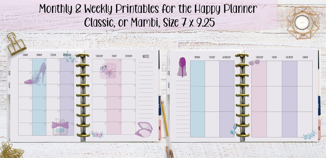 Monthly & Weekly | Planner Printable | Classic Size | Happy Planner ...