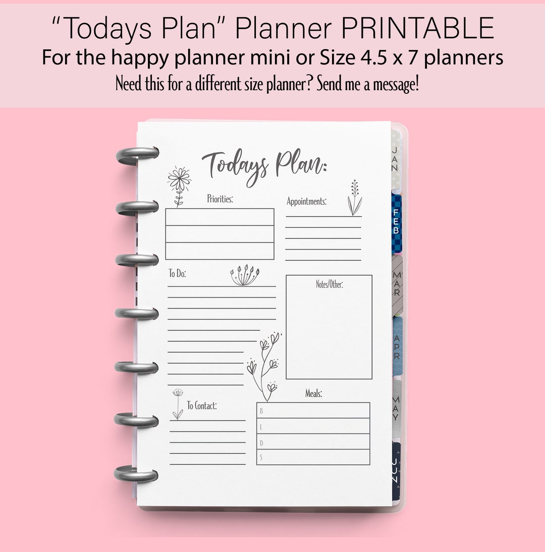 Planner Printable, for the Happy Planner Mini, Skinny Mini, Size 4.5 X ...